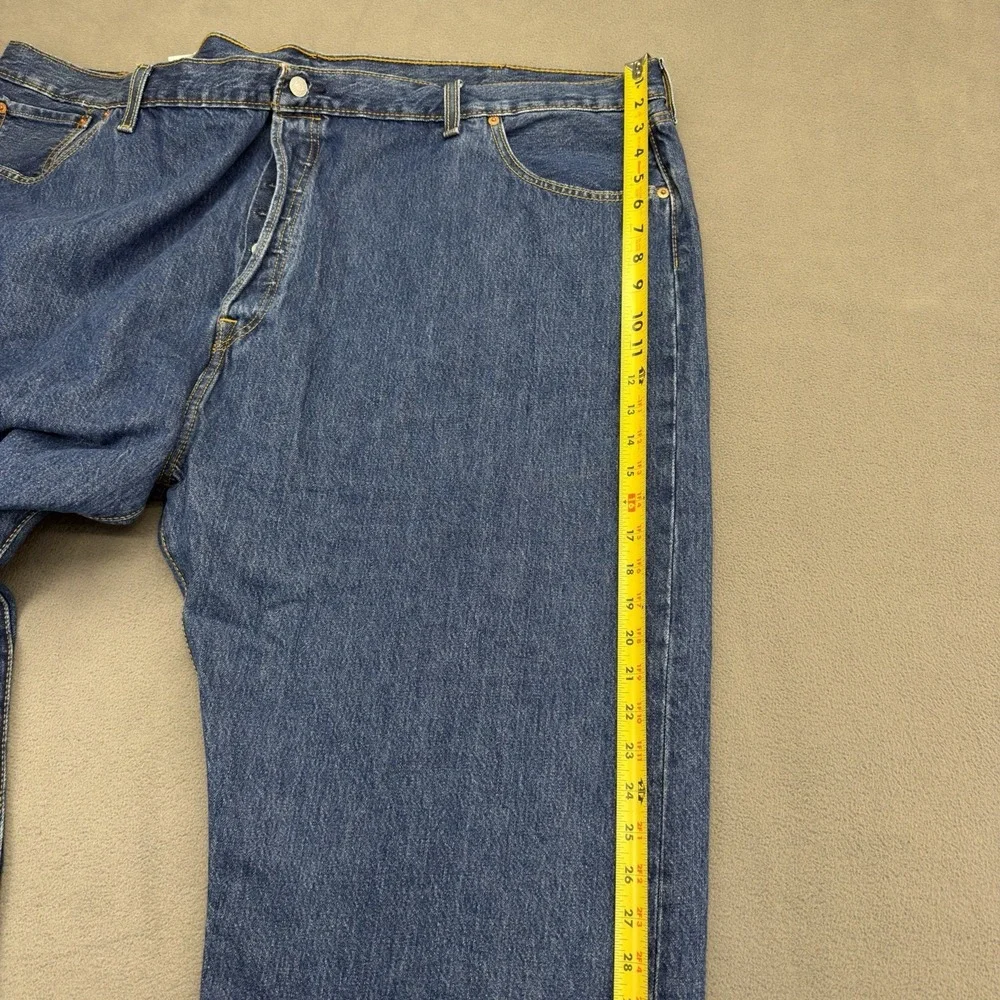 Levis 501 Original Fit Jeans Mens 52x27 Big & Tall Dark Wash Blue Button Fly